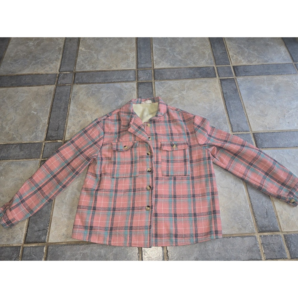 Plaid Jacket With Fleece Lining Size Large